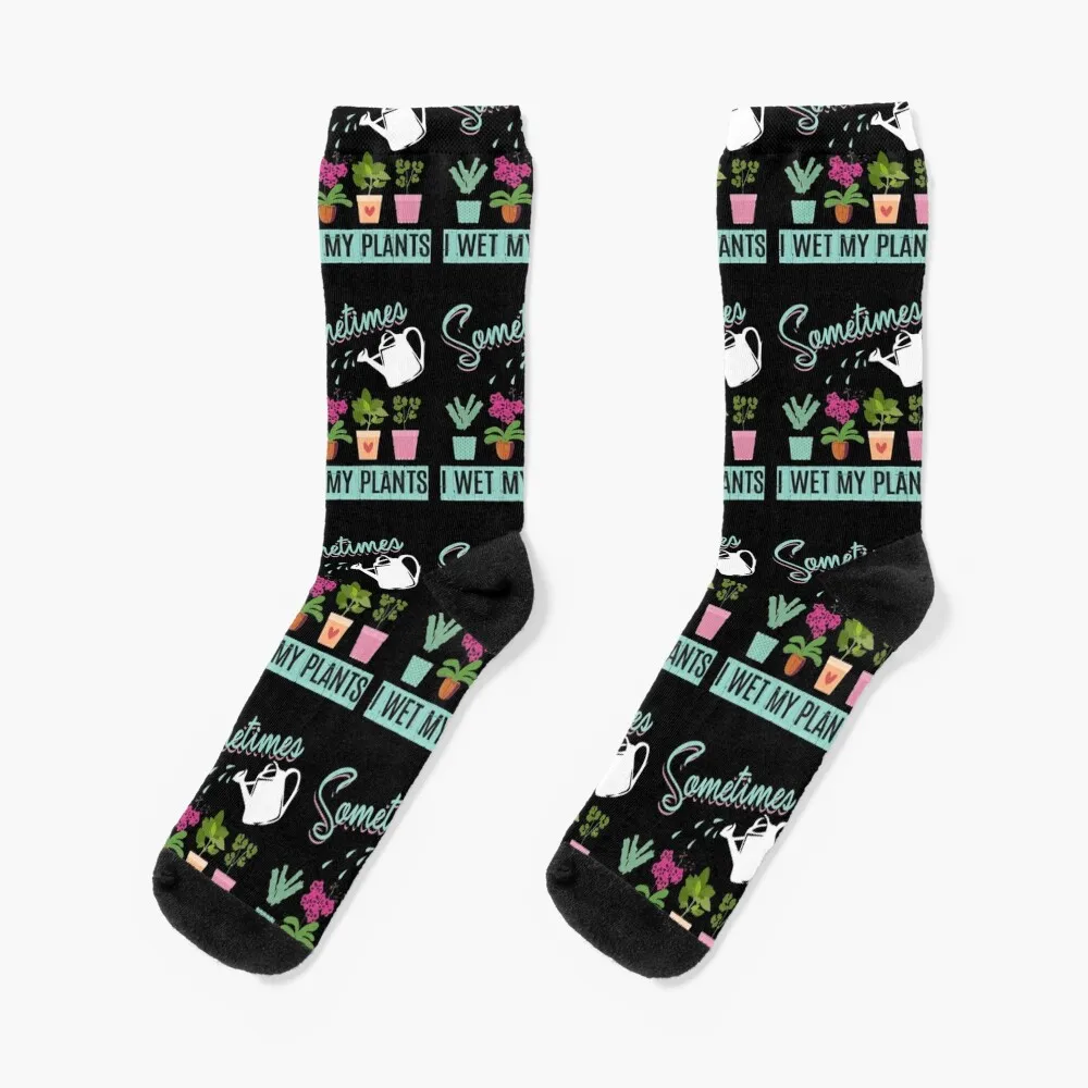 

Sometimes I Wet My Plants Socks funny gift floor Boy Socks Women's