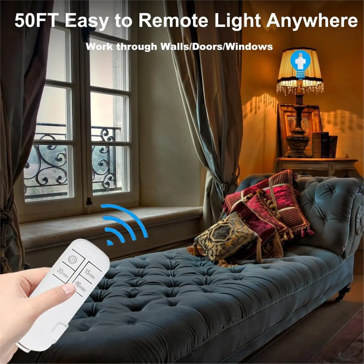 

(PQWN) Remote Control Light Socket,Wireless Light Switch Kit with Timer,E26 E27 Bulb Lamp Holder ,for Attic,Garage,Stairwell