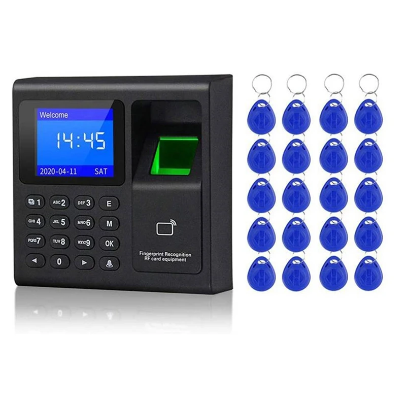 Control de Acceso de asistencia de huellas dactilares, teclado RFID, Control de acceso, grabador de reloj de tiempo eléctrico, gestión de datos USB con teclas