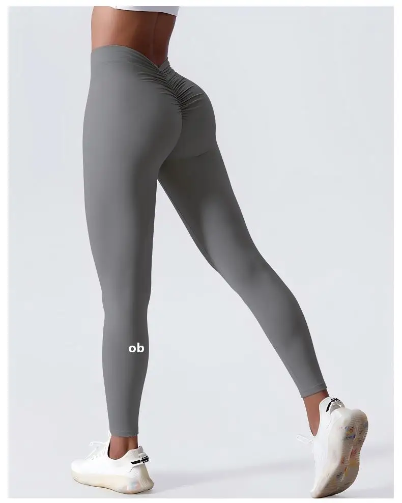 New Women's Yoga Pants with High Waist, V-Shaped Back, Butt-Lifting Peach Shape Design, Bare-Feel Sportswear for Outdoor Wear