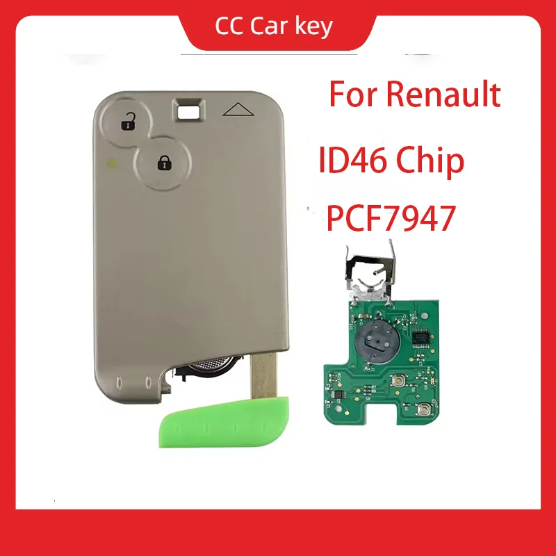 

2 Buttons Remote Card Car Key For Renault Laguna Espace Velsatis 2001-2009 PCF7947 433Mhz ASK