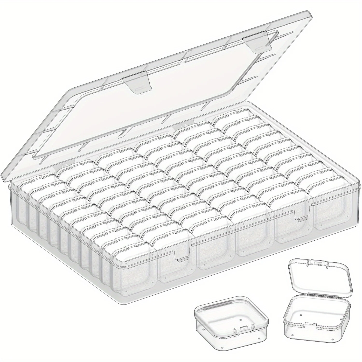 Bead Organizer Box,61pcs Bead Organizer Box Set, Clear Large Capacity Small Bead Organizers and Storage Plastic Cases with Label