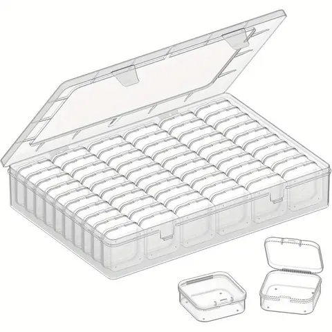 Bead Organizer Box,61pcs Bead Organizer Box Set, Clear Large Capacity Small Bead Organizers and Storage Plastic Cases with Label
