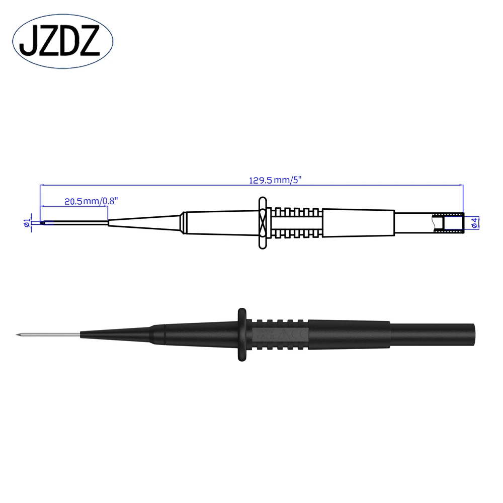 JZDZ 5PCS Test Probe Tips Electrical Diagnostic Tools Auto Multimeter Test Leads Extension Back Piercing Needle J.30011