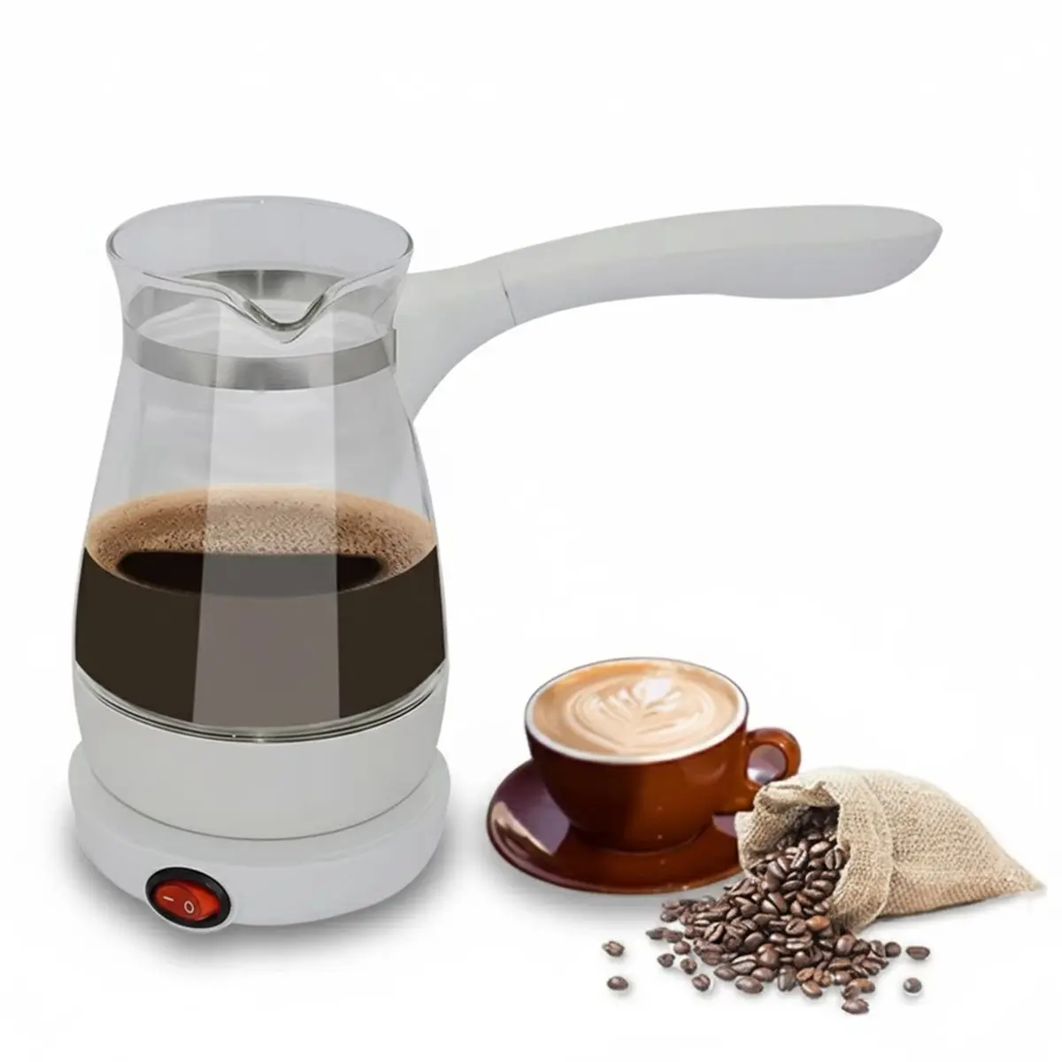 N18R 600W Coffee Maker Glass Turkish Coffee Pot Warmer Kettle Italian Mocha Pot Coffee Machine for Arabic Tea Milk EU Plug