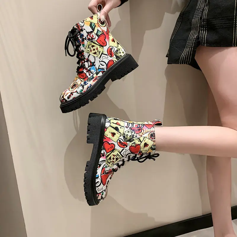 

Booties Non Slip Combat Female Short Shoes Round Toe New Rock Footwear High Quality Women's Ankle Boots In Chic and Elegant Y2k
