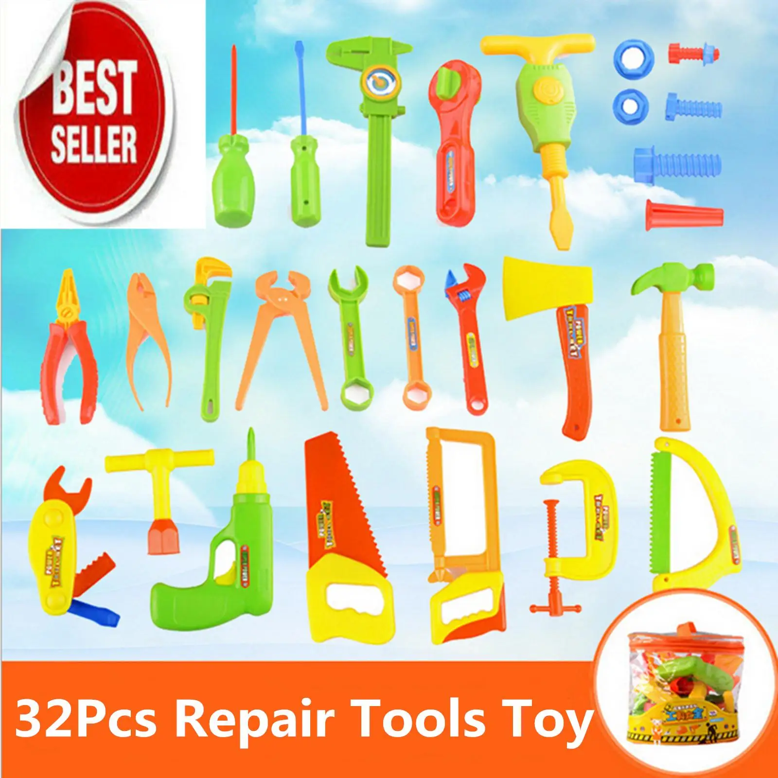 Pretend Repair Tools Toy Set para crianças, brinquedos educativos de aprendizagem, Kids Role Play, cor aleatória, 1 conjunto