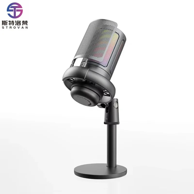 

Professional Studio USB RGB Gaming Microphone Hot Styles Wireless Condenser Microphone for PS for Live Communication