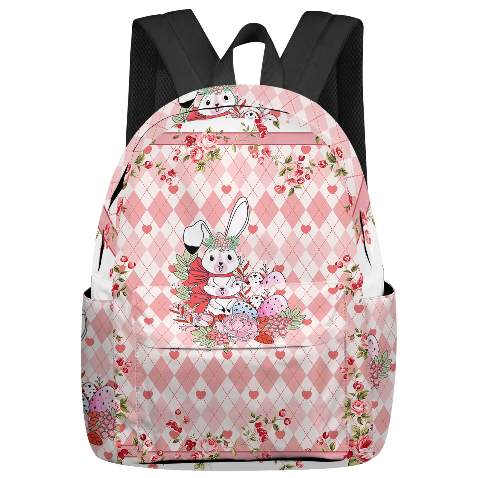 

Easter Rabbit Diamond Check Flower Backpacks Teenagers Student School Bags Laptop Backpack Men Women Female Travel Mochila