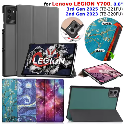 For Lenovo LEGION Y700 3rd 2nd Gen 8.8" TB-321FU 320FU 2025 2023 Auto Wake Tablet Case PU Leather Stand Hard Cover Smart Funda
