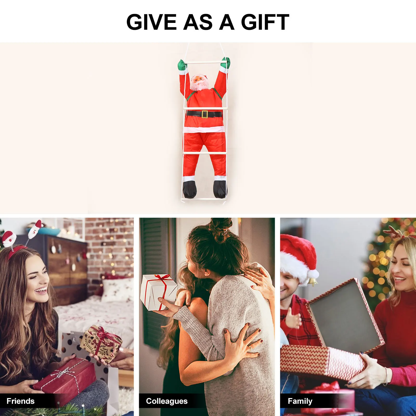 

1Pcs Christmas Hanging Decor Santa Claus Ladder Pendant Remarkable Accessory Festive Party Santa Claus Climbing Ladder