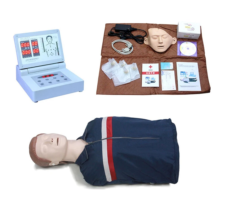 Medical education cardiopulmonary resuscitation training bust human model and controller human model combination emulator