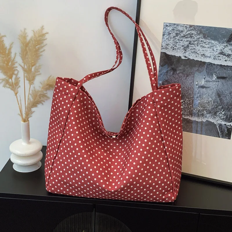 

Large Capacity Fashion Dot Women Shoulder Bags Casual Versatile Ladies Underarm Bag Tote Commuter Girls Class Shopping Handbags