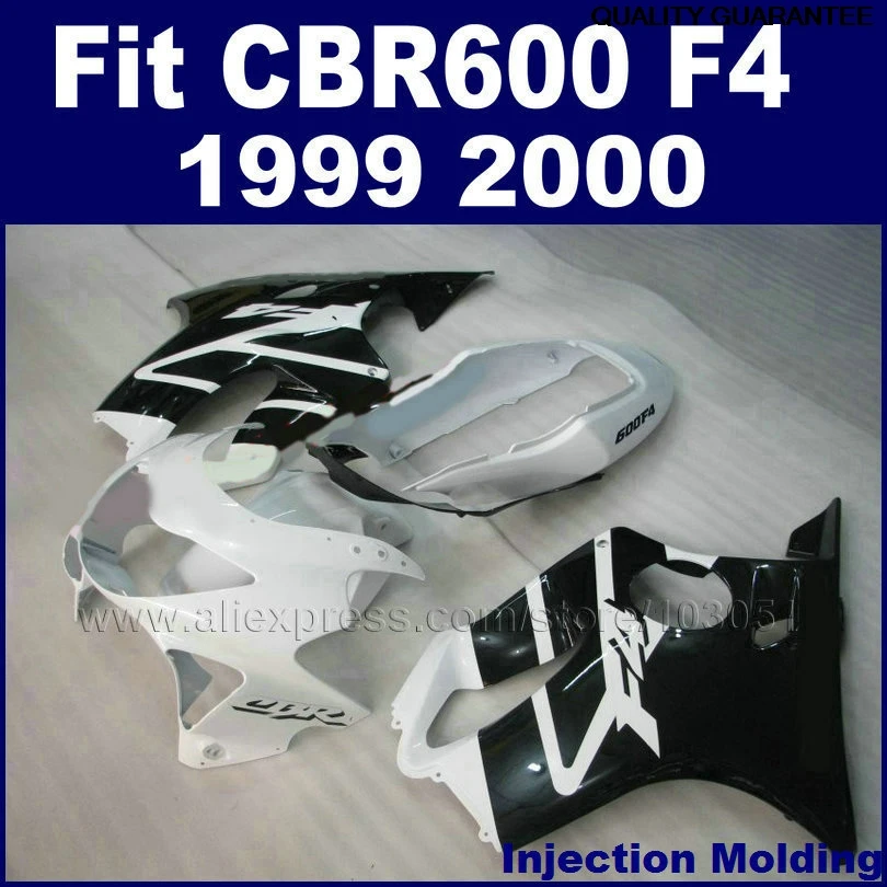 

Injection motorcycle fairing kits for HONDA hulls CBR600 F4 1999 2000 CBR600F 99 00 black white body fairngs parts