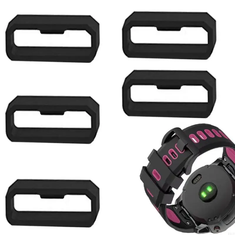 

R9JE Silicone Watch Strap Keeper Holders 20/22/26mm Black Rubber Loop Retainer Band