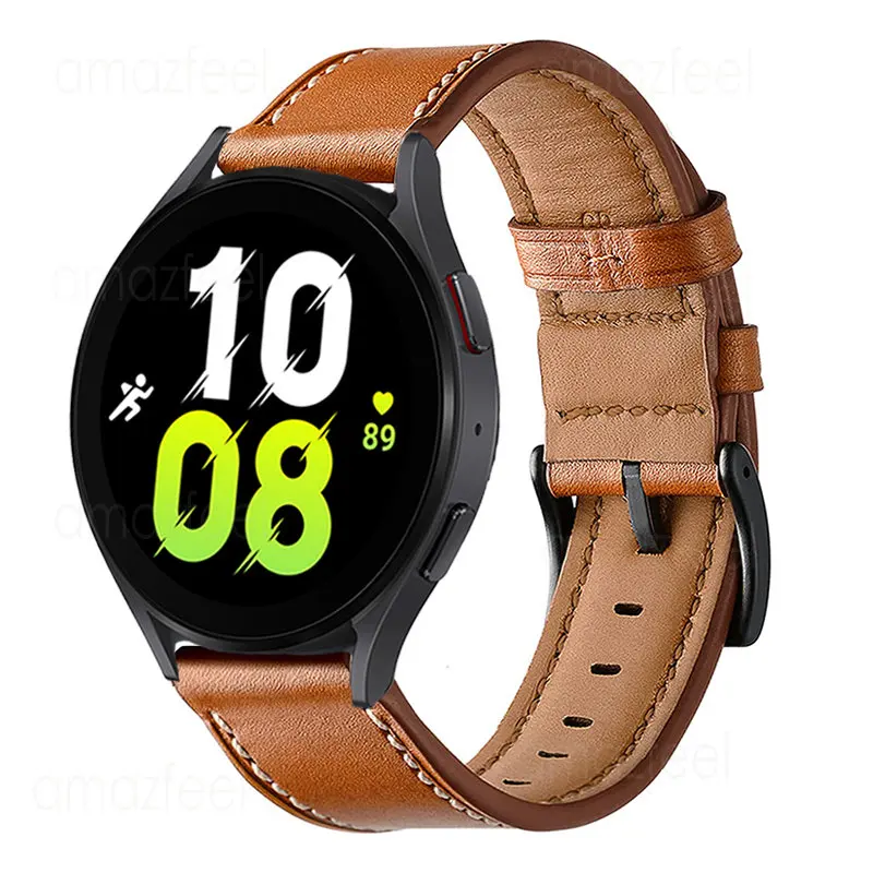 สายนาฬิกาหนังสำหรับ Samsung Galaxy Watch 5 44มม. 40มม. สำหรับ Galaxy Watch 4 40มม. 44มม. CLASSIC 46มม. 42มม.
