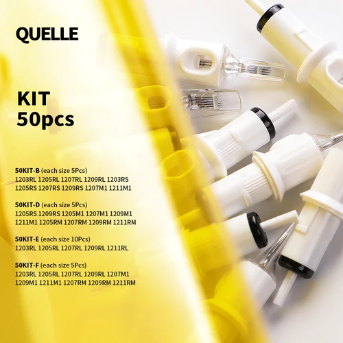 Imagen 2 del producto QUELLE 50 Uds cartuchos de tatuaje mixtos RL/RS/RM 0,30/0,35mm agujas de seguridad desechables jeringas con membrana hacer para máquina