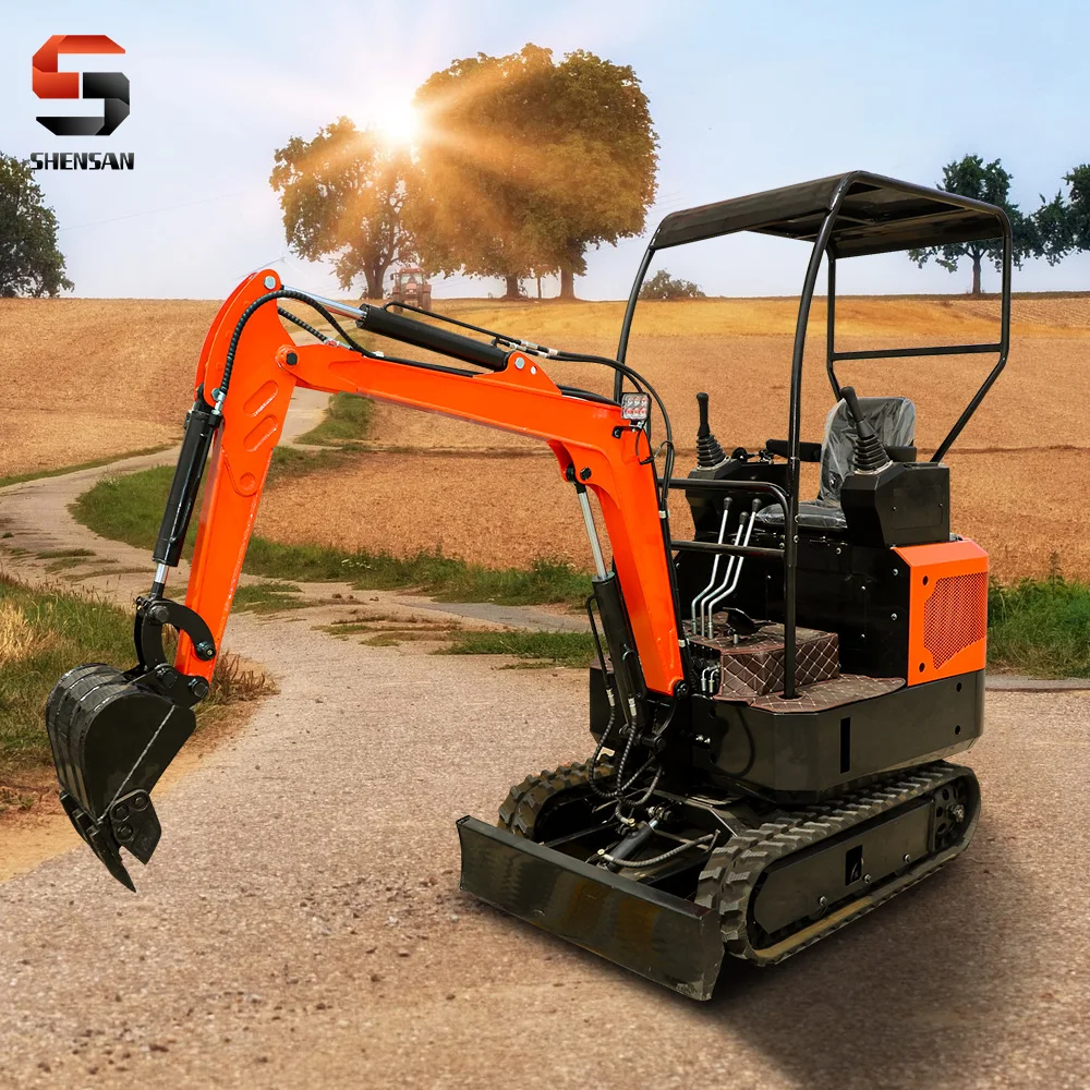 Mini excavator with shovel bucket rubber track small digger crawler type compact machinery hydraulic side sway customized