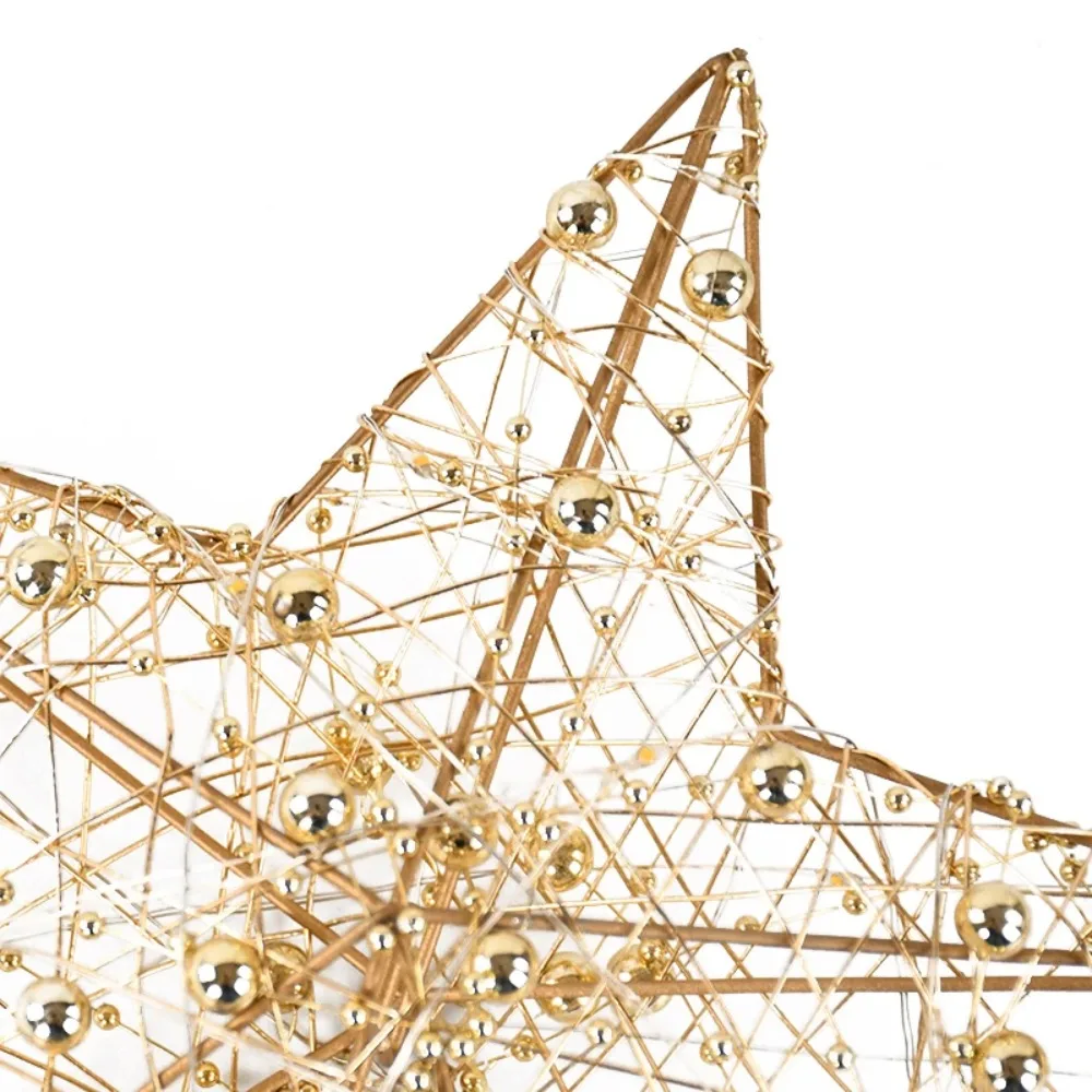 

Pearl Wire Christmas Tree Star Topper Gold Iron LED Light LED Glowing Star Lamp Natal Noel 2025 New Year Sparkling Night Light