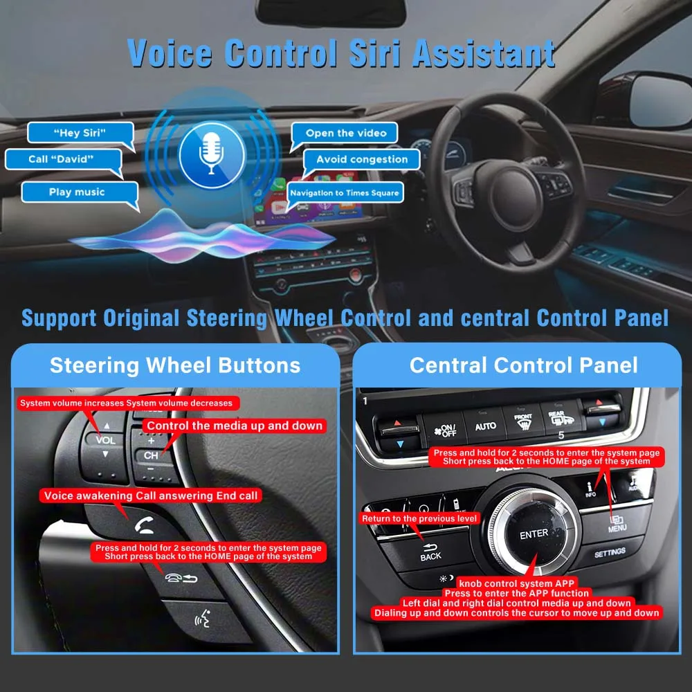 Fast Wireless CarPlay Adapter for Acura TLX-L 2018-2019 Android Auto DSP Navi Backup Camera Mirroring Plug Play No Delay 5G WiFi - Image 4