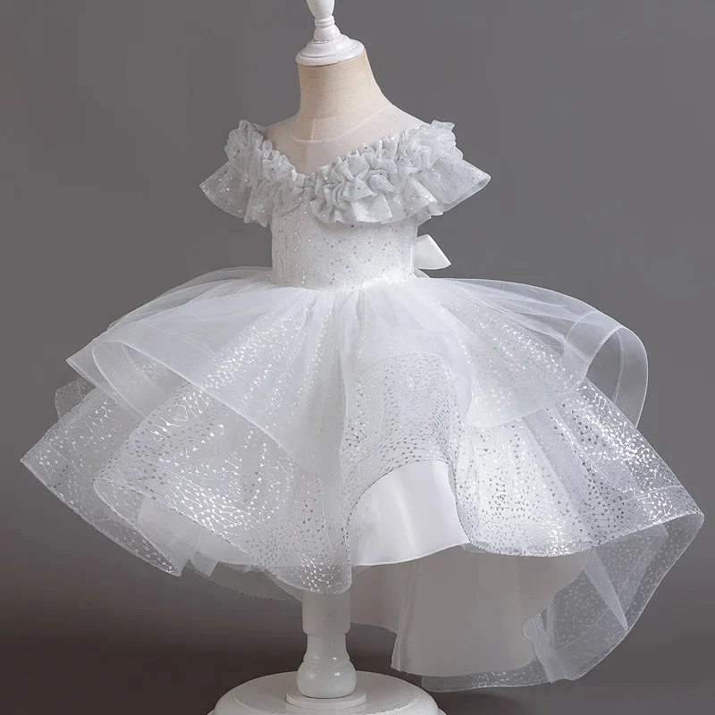 Baby Girl Dress Newborn Infant Baptism Dress Butterfly Mesh Fluffy Princess Dress Toddler Kids Wedding Birthday Party Gown