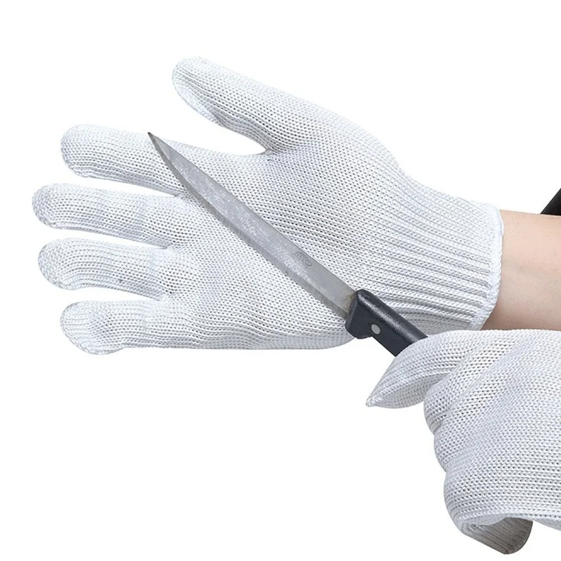 Caça ao ar livre e pesca luvas protetoras, luvas resistentes anti-corte, faca anti-corte, proteção mão, malha de metal, luvas respiráveis, 1 par