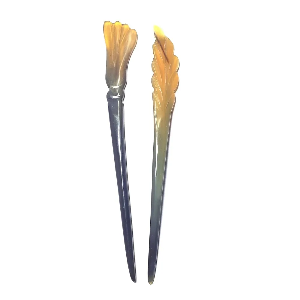 

Hair Pins (Set of 2) Handmade from Buffalo Horn, Natural Hair Accessories for Women & Girls, Decorative Hairpin & Hair Sticks