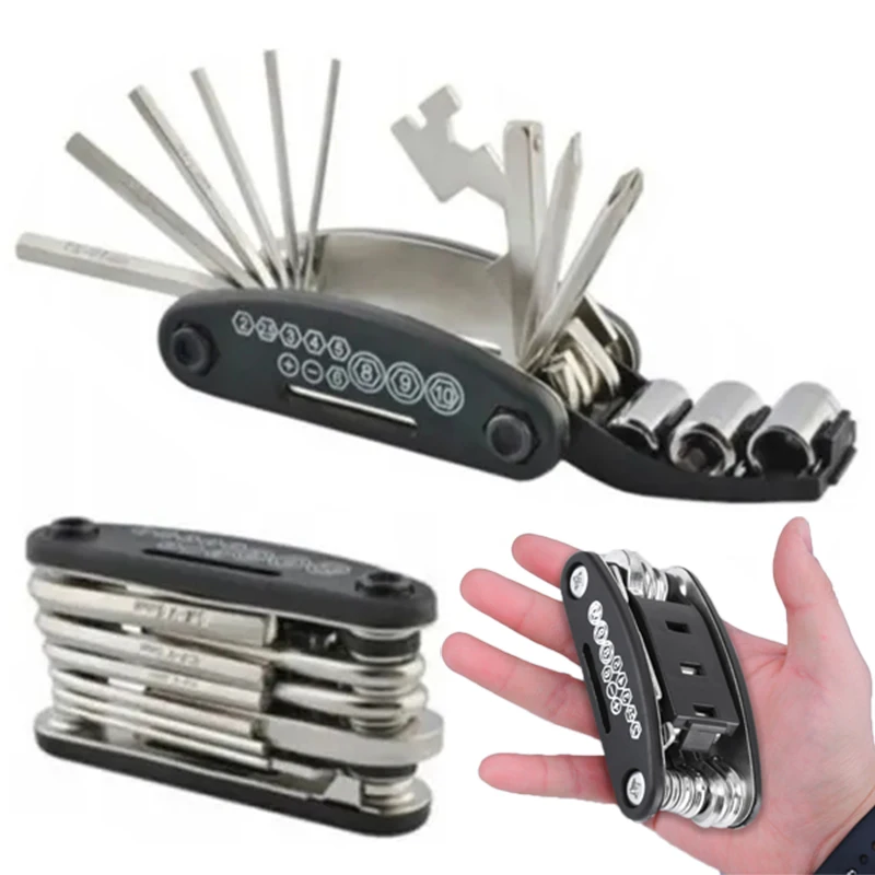 Multifunctional 16 in 1 Bicycle Repair Tool Kit Hex Spoke Wrench Mountain Cycle Screwdriver Tools Bicycle Repairing Accessories