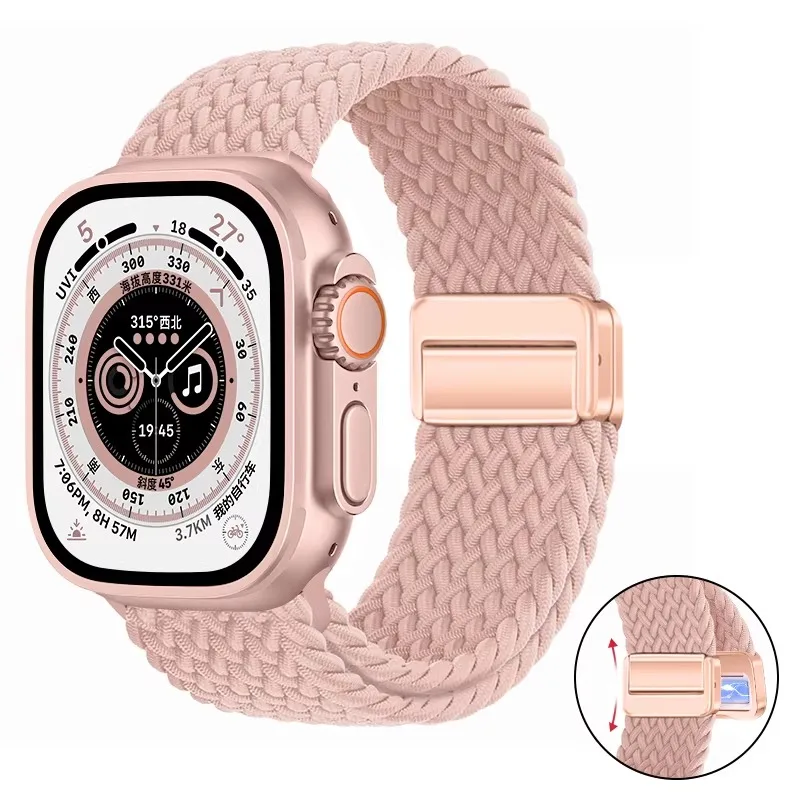 Nylon-Geflochtenes Schlaufenarmband für Apple Watch Ultra 4/3 49mm 12 11 10 46mm 42mm 9 8 7 45/41mm Magnetisches Armband iWatch 6 SE 44/40mm Gürtel – Detail 10