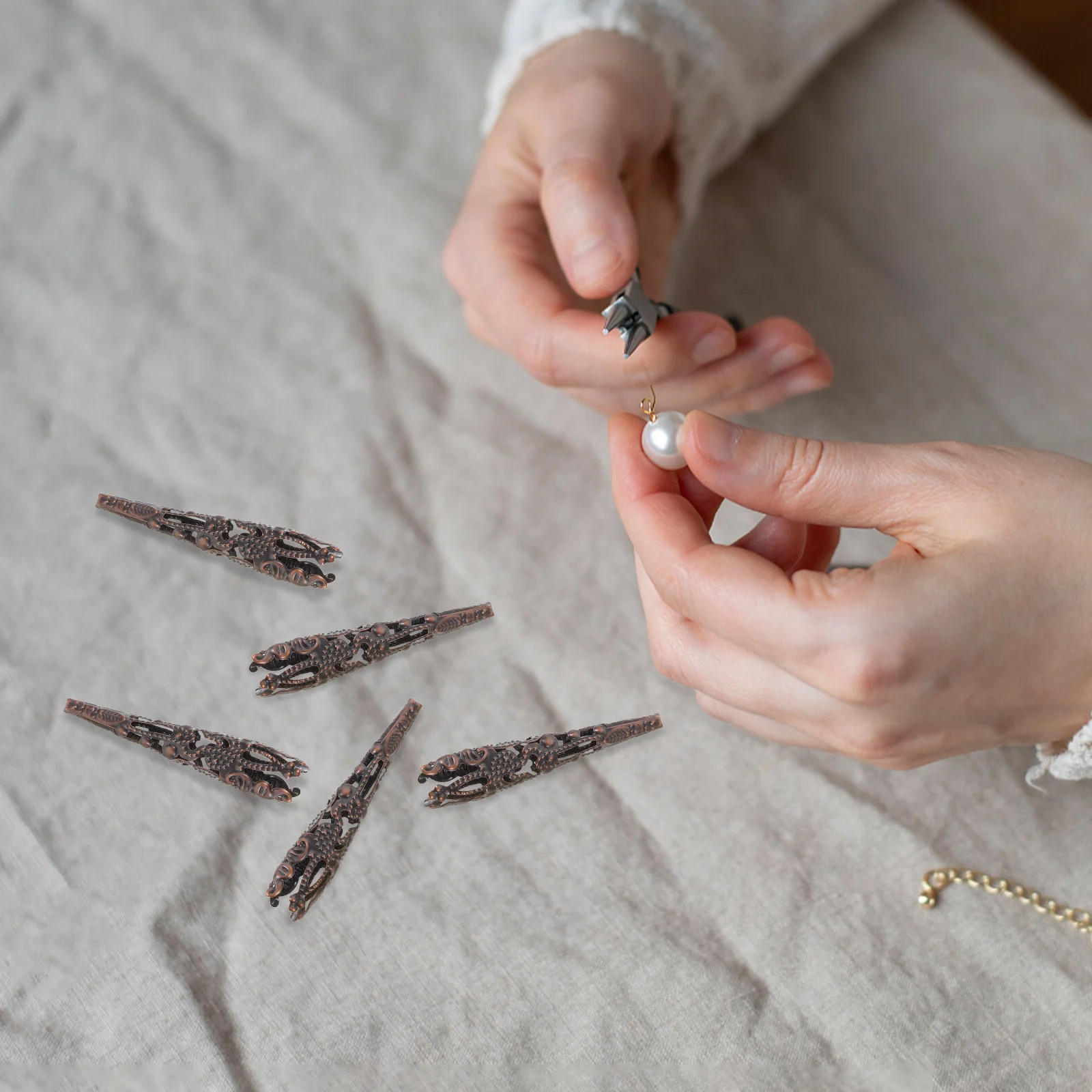 

120Pcs Bead End Caps Jewelry Accessories Metal Craft Cones For Bracelets Components Spacers Components Supplies