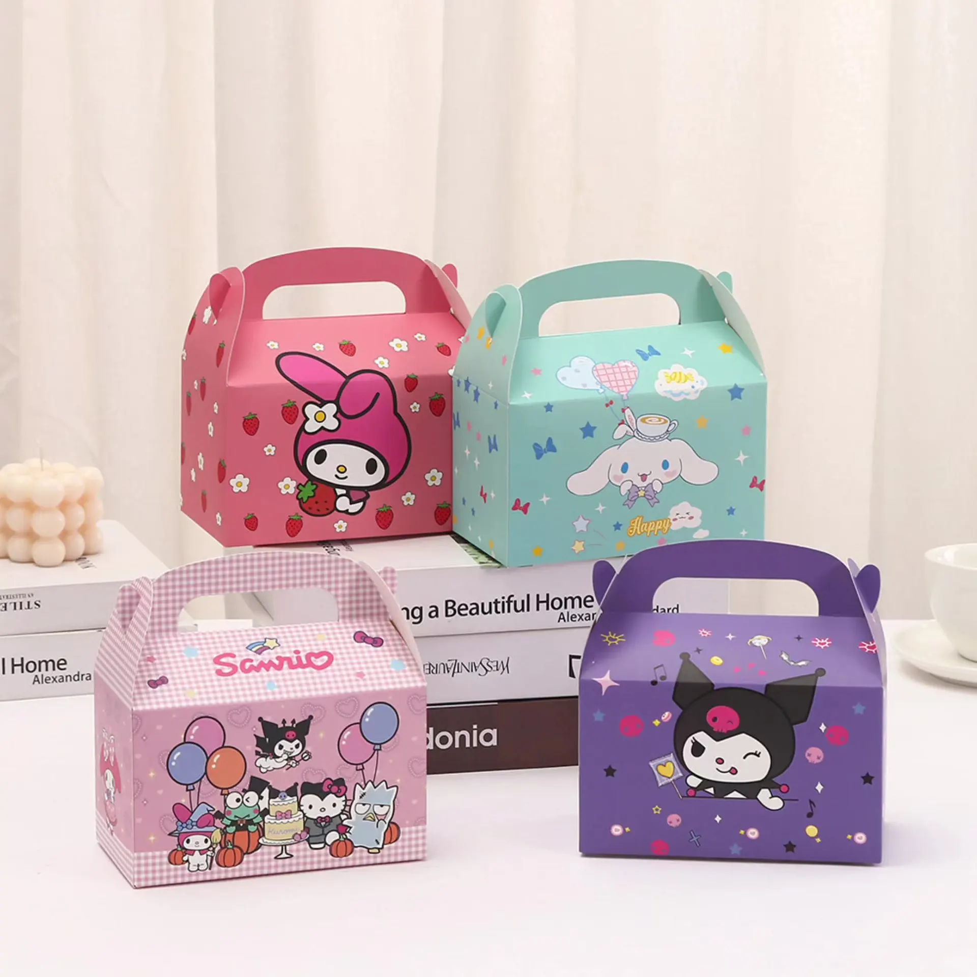 

10pcs Kuromi Cake Box Tote Bag Melody Cartoon Baking Box Dessert Packaging Box Gift Anime Christmas Birthday Candy Box Gift Bag