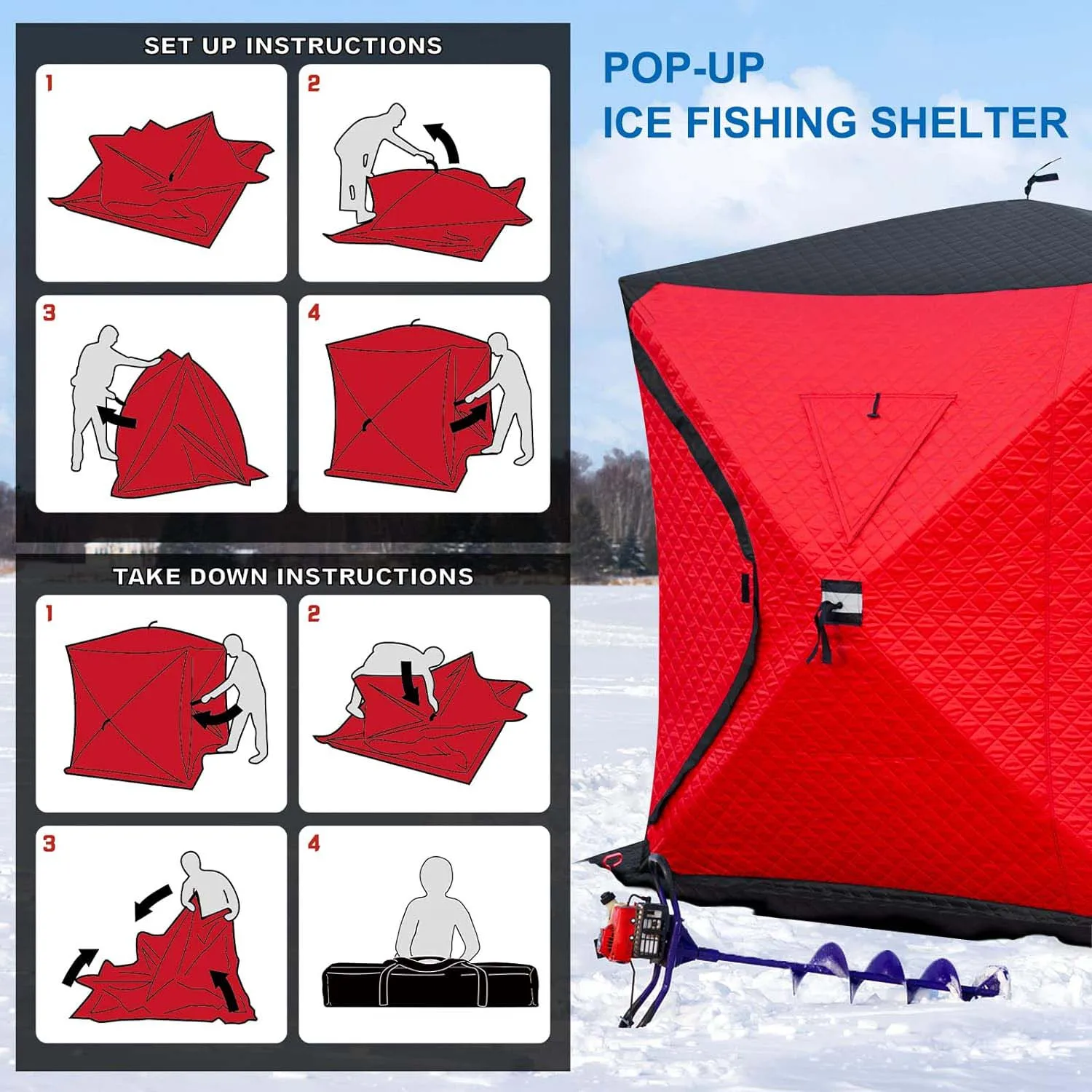 Outdoor sauna tent warm portable ice fishing shelter 3-4 person pop up ice fishing tent with stove