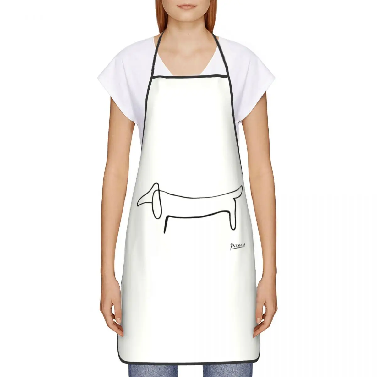 Unisex Pablo Picasso Dachshund Bib Apron Adult Women Men Chef Tablier Cuisine for Cooking Kitchen Dog Baking