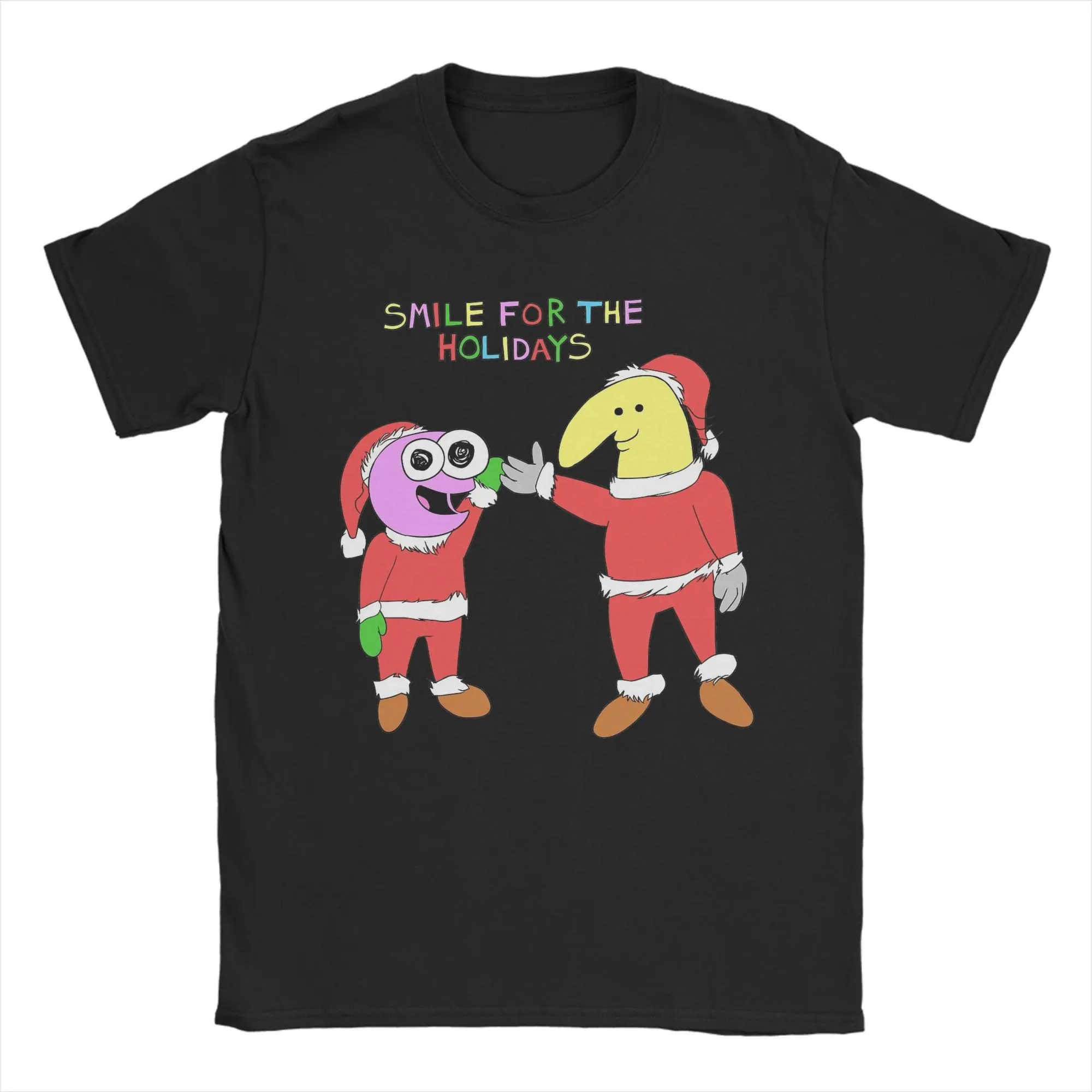 

Smiling Friends Pim and Charlie Christmas T-Shirt Men Funny Cotton Tees Crewneck Short Sleeve T Shirts Unique Tops