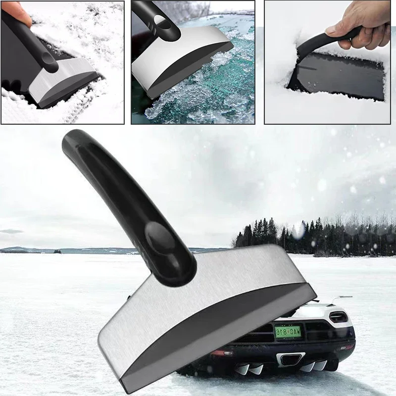 

Car Snow Removal Shovel Ice Scraper Stainless Steel Windshield Ice Breaker Window Snow Remover Cleaning Brush Auto Accessories