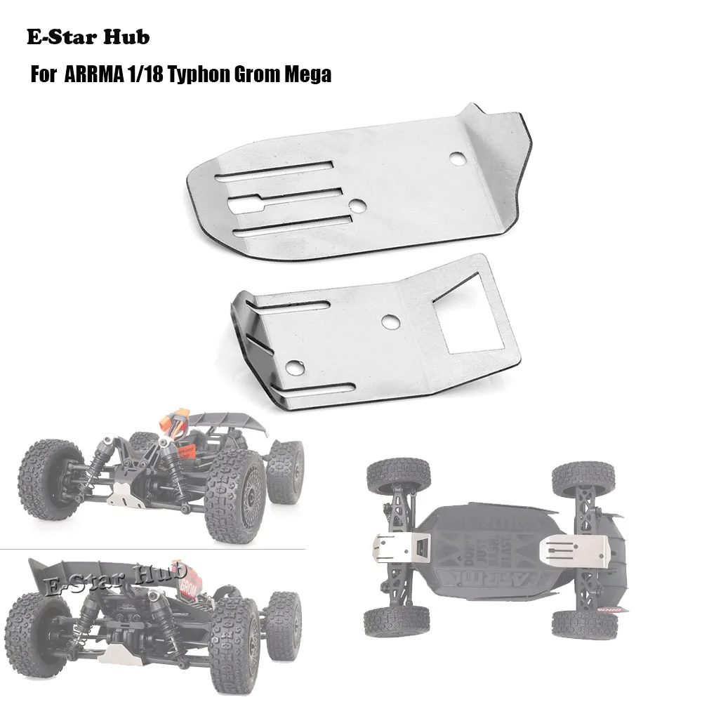 Stainless Steel Metal Bumper Chassis Armor Protection Skid Plate for ARRMA 1/18 Typhon Grom Mega RC Car Upgrade OP Accessories
