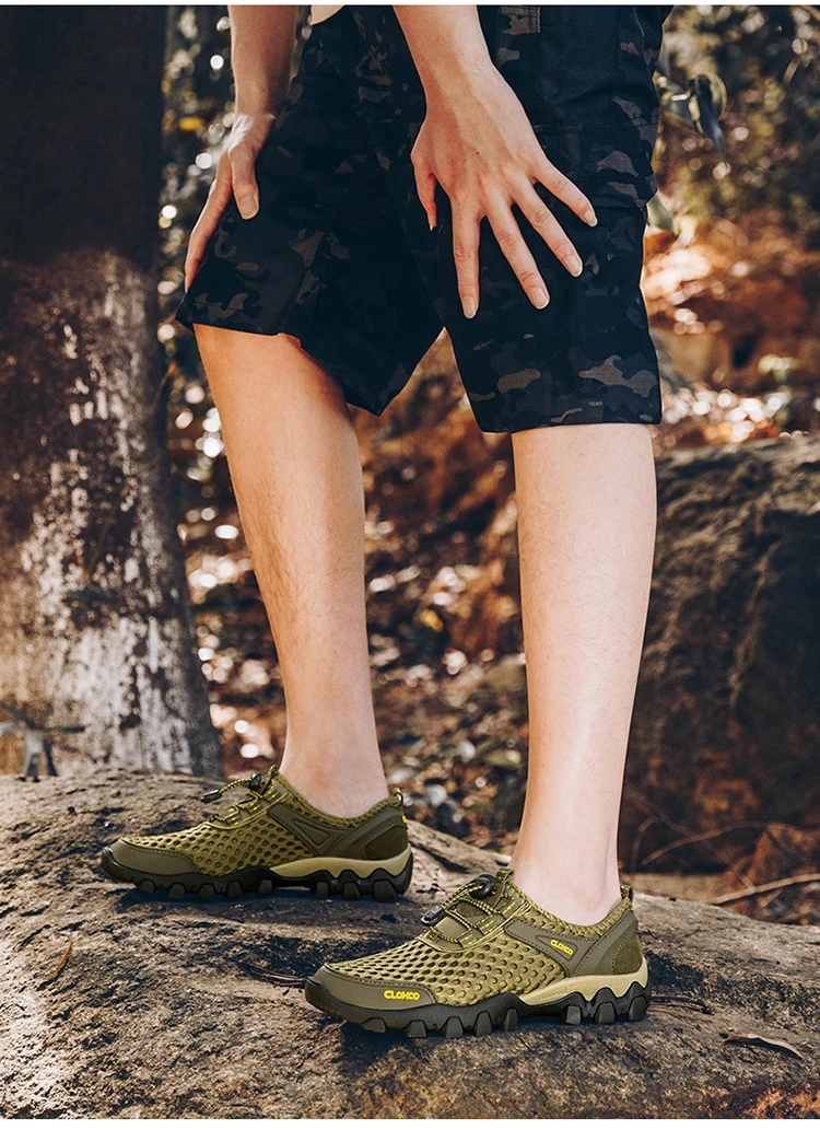 CLOHOO Mesh Shoes Thick Rubber Sole Handmade Cold Glue Casual Outdoor Sports Men's Shoes Breathable Comfortable Summer Sandals