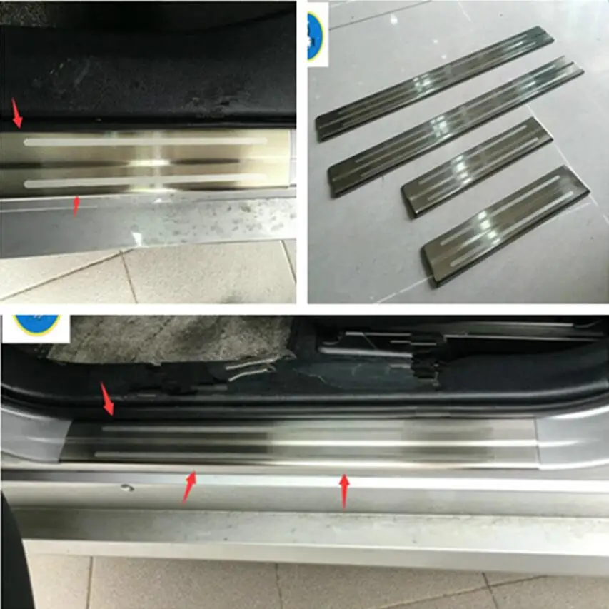 

Stainless Steel Auto Inner Door Scuff Plate Door Sill Protector Kit Cover Trim Accessories For Toyota Prius Prime PHV 2017 2018