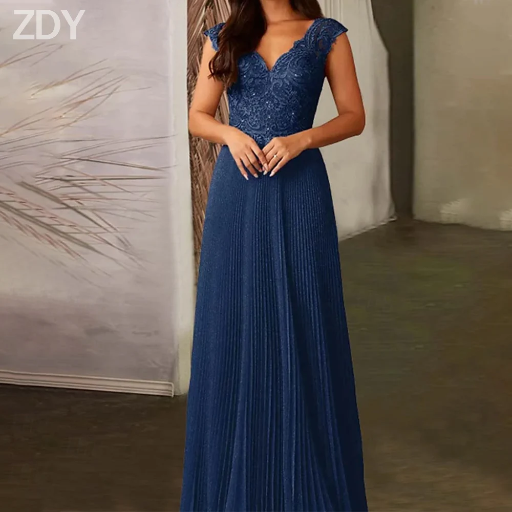 

Customized Elegant Long Mother of the Bride Dresses Chiffon Cap Sleeve Floor-Length A-Line Wedding Guest Party Groom Dress 2025