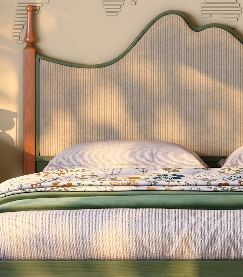 A  Retro Soft Bag 1.8 Double Bedroom Household Solid Wood Bed 2025 New Chinese Light Luxury Medium And Ancient Style