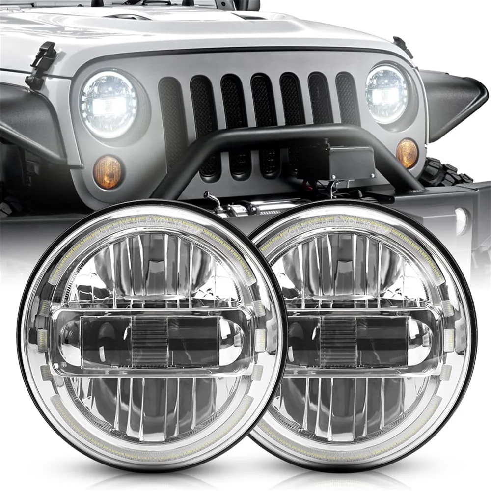 

Lada Niva 4x4 Headlights 7 Inch Running Lights for cars 12v Drl Halo Angel Eyes Waterproof Jeep Wrangler JK Off Road Led Light