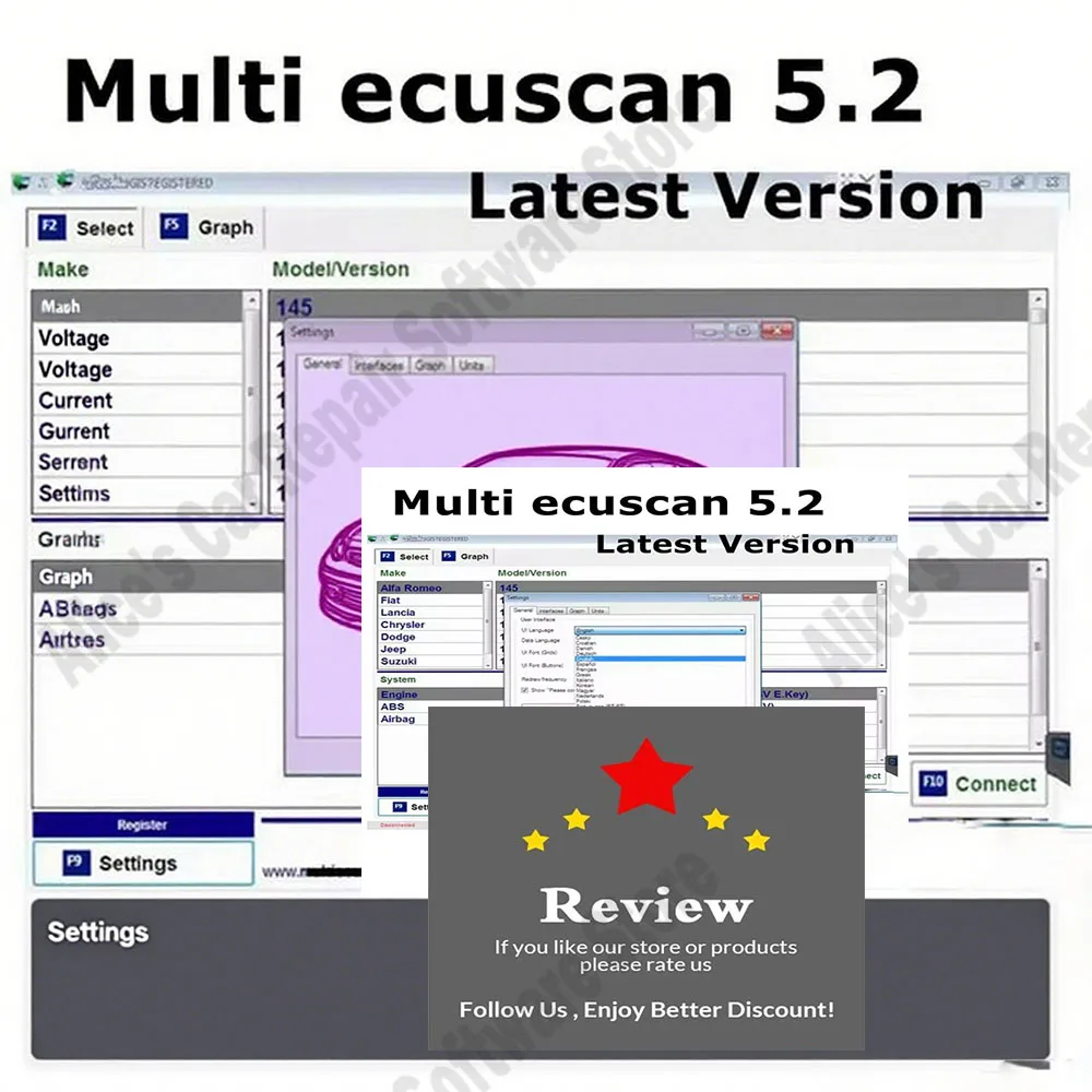 

Latest Multiecuscan 5.2 Car Repair Software + Multiecuscan V5.2 for A variety of European car models obd2 scanner Software