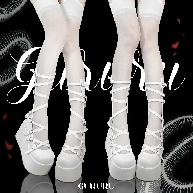 Gothic Punk Y2K Roman Strappy Platform Shoes, Harajuku Subculture Spicy Girl Thick Sole Mary Jane Pumps for Women Cosplay Party