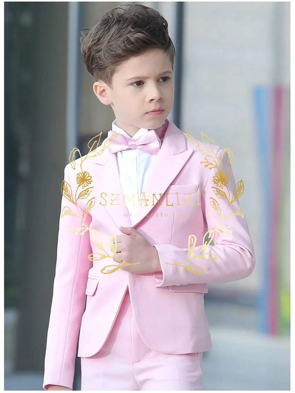 

2023 slim fit Pink Kid Suit Children Wedding Suits Custom Made Blazer Boys suits Tuxedo 2 Piece Jacket Pants Costume Homme
