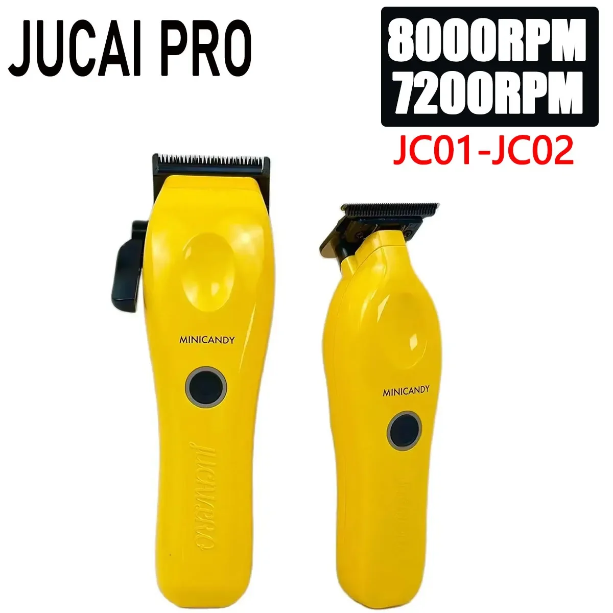 2PC JUCAI PRO JC01 JC02 Yellow 8000RPM Professional Barber Scissors 7200RPM Men's Electric Cordless High RPM Barber Scissors