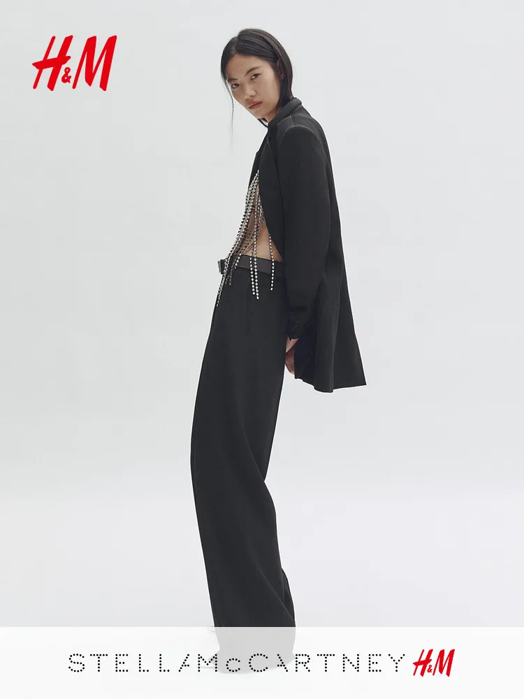 Women's Woolen Straight Leg Trousers Classic Style Formal Wear mid Waist Online Exclusive H&M 2026 Summer Collection