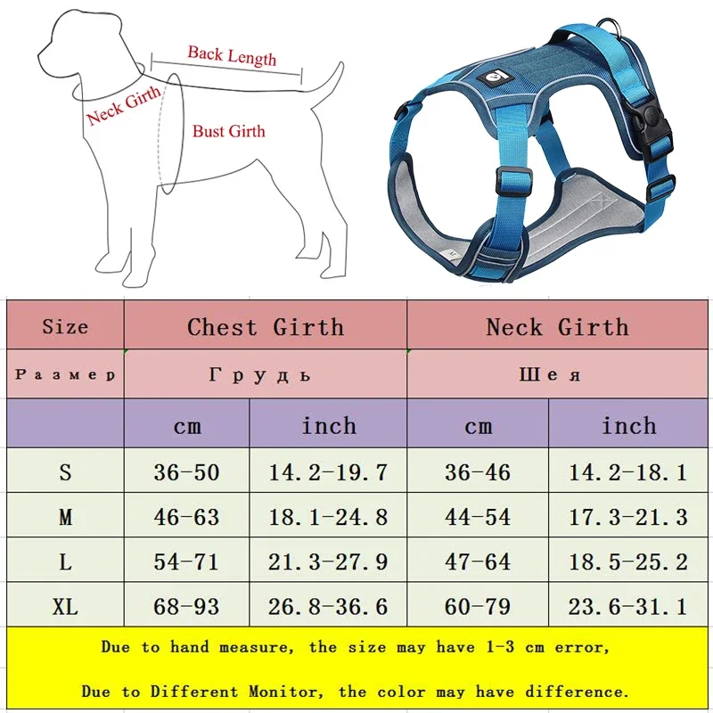 Durable Dog Harness Vest with Handle Explosionproof Pet Chest Strap Reflective Labrador Bulldog Walking Harness Dogs Accessories