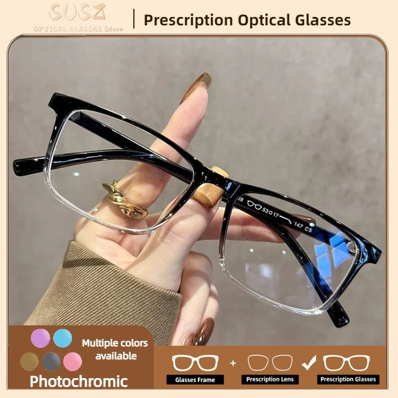 

SUSZ Fashion Square Reading Glasses Customized Prescription Myopia Optical Glasses Anti Blue Light Progressive Eyewear