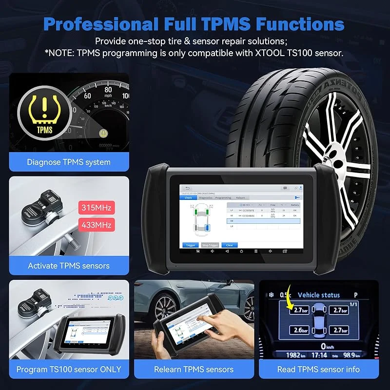 XTOOL InPlus IP819TP Herramienta de Programación TPMS Bluetooth, Diagnóstico Completo del Sistema del Coche, Codificación de ECU, Programación de