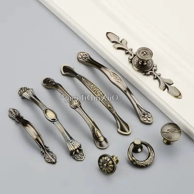 Elegant 10PCS European Bronze Kitchen Cabinet Door Handles Cupboard Wardrobe Drawer Dresser TV Cabinet Pulls Handles & Knobs